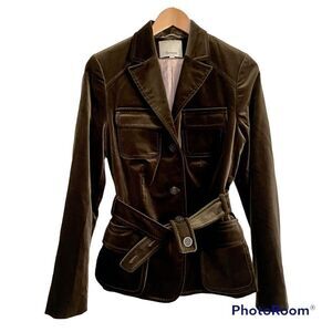 Faconnable Brown Velvet Blazer with Belt